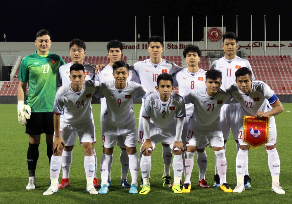 
Đội tuyển Việt Nam trong trận giao hữu với đội tuyển Philippines.