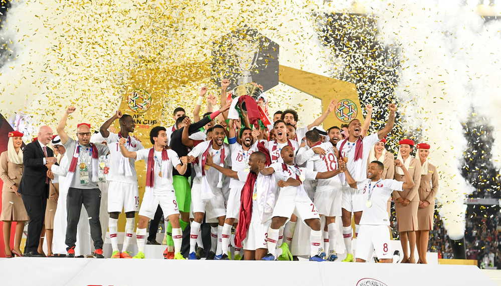 
Tuyển Qatar tăng hạng nhanh chóng sau khi giành cúp vô địch châu Á. 