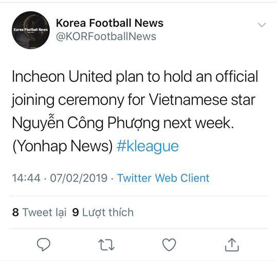 
Tin tức Công Phượng về với Incheon United được cập nhật liên tục trên các trang tin.