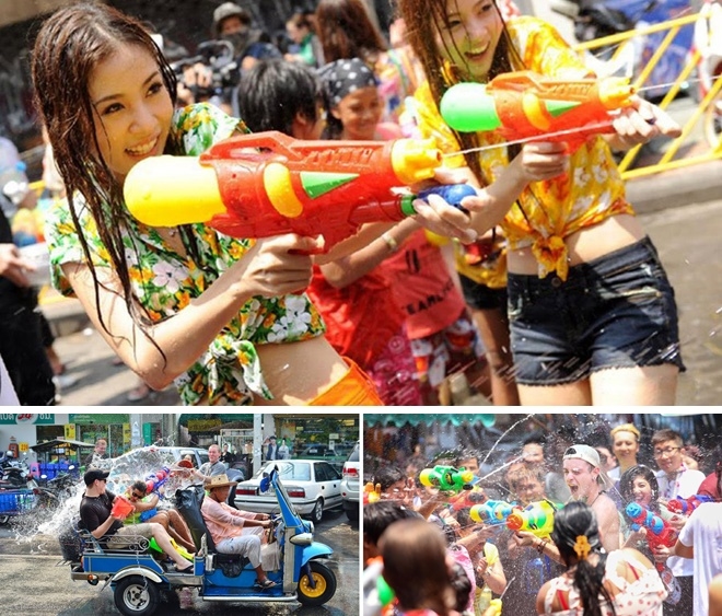 
Tại Thái Lan, ngày Tết cổ truyền chính là dịp để mọi người thoải mái chơi đùa với nước 
