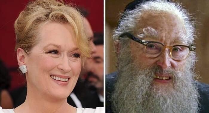 
Hóa trang đỉnh đến nỗi một quý bà xinh đẹp biến thành một lão già khó nhìn. Nữ diễn viên Meryl Streep đã khiến nhiều người vô cùng ấn tượng trước tạo hình Rabbi trong phim Angels In America của mình.