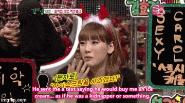 
Taeyeon cho rằng người này dụ dỗ mua kem cho mình như muốn bắt cóc trẻ con.