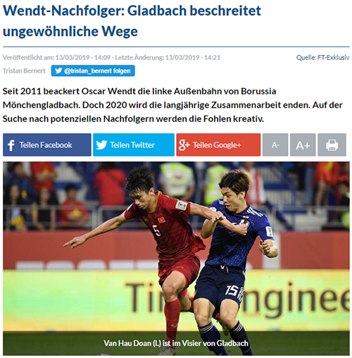 
Fussballtransfers đưa tin Gladbach quan tâm đến Văn Hậu