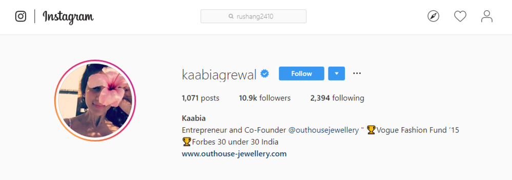 
Lượng người theo dõi trên trang Instagram của cô Kaabia gấp 11 lần vị hôn phu của mình 