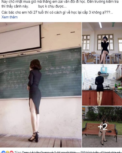 
Những bức ảnh được chia sẻ trên mạng xã hội với dòng chú thích: “Cô giáo nhà người ta”.