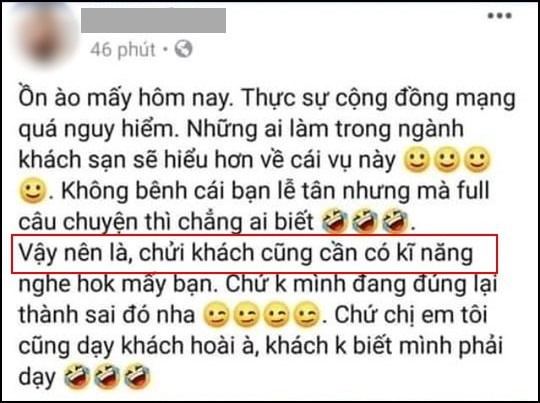  
Bài đăng của một nữ nhân viên tại khách sạn nổi tiếng tại Hà Nội