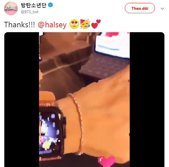  
BTS cũng gửi lời cảm ơn tới cô nàng thông qua Twitter