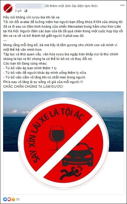 Sau tai nạn thương tâm ở hầm Kim Liên, CĐM đồng loạt thay hình đại diện: Say xỉn lái xe là tội ác!