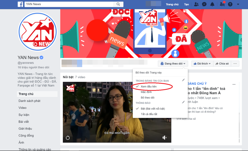  
Nếu sử dụng Facebook trên máy tính, bạn hãy chọn phần Xem đầu tiên trên thanh menu trượt xuống, và thế là không còn lo bỏ lỡ những tin tức mới nhất 
