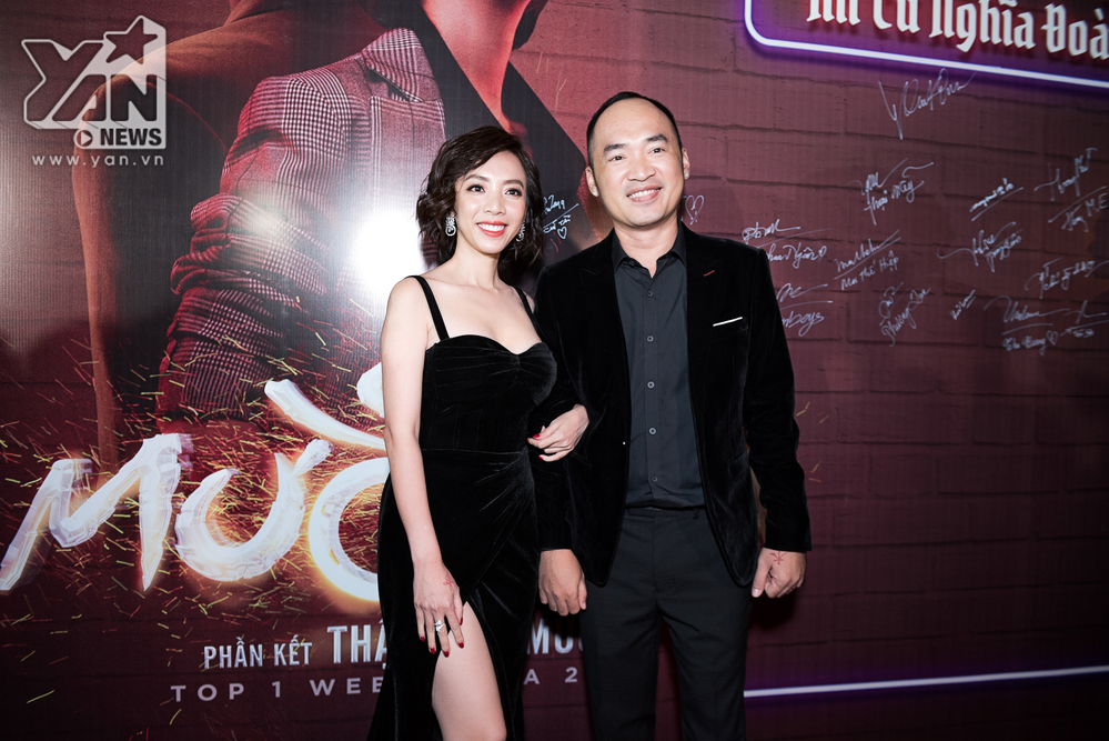  
Vợ chồng Thu Trang - Tiến Luật trong buổi công chiếu phần kết "Thập Tam Muội". 