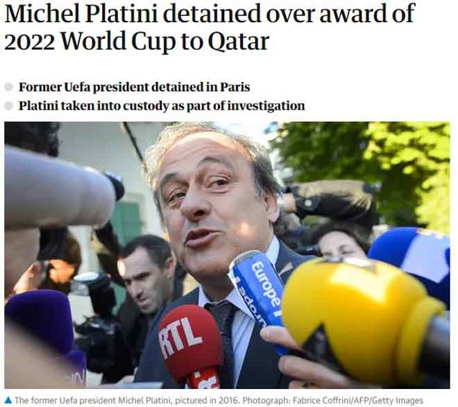  
Tờ Guardian mô tả chi tiết tội trạng của Platini