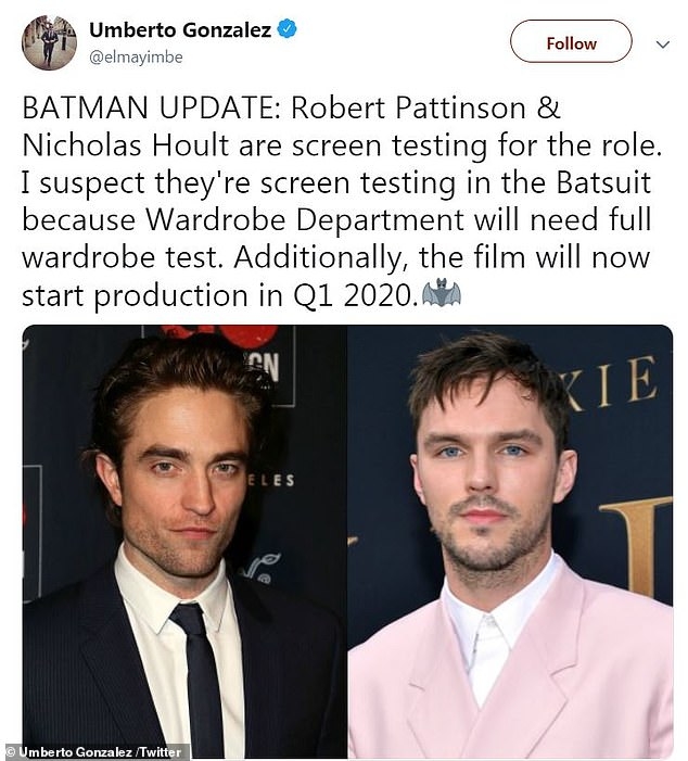  
Tin tức tiết lộ việc Pattinson và Hoult thử vai trước ống kính.