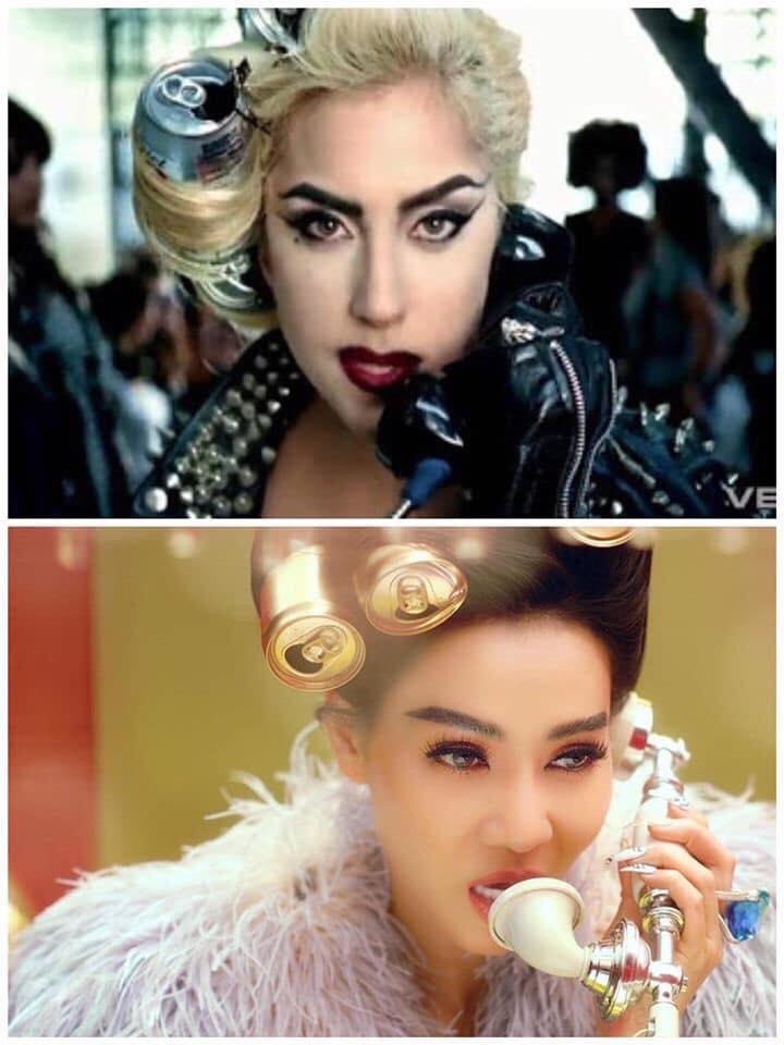  
Cảnh quay giống với Lady Gaga trong MV Telephone.