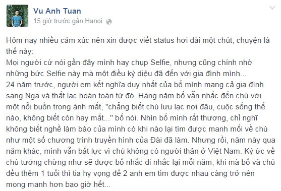  
Bài đăng của MC Anh Tuấn.