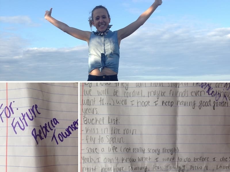  
Bức thư gửi Rebecca Townsend của tương lai được chị gái cô đăng tải trên trang cá nhân.