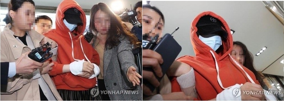  
Hwang Hana bị còng tay và bắt giữ vì chơi ma túy đá