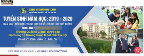  
Trường Global (khu đô thị Yên Hòa, Cầu Giấy) đã đổi danh xưng nhưng trên website của trường tên tiếng Anh Globa International School vẫn không đổi