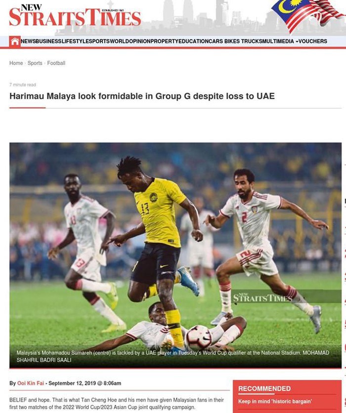  
Báo Malaysia đưa tin động viên đội bóng nước nhà 