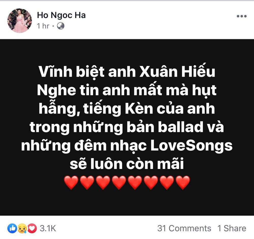 Dàn sao Việt chia buồn khi hay tin nghệ sĩ Xuân Hiếu qua đời