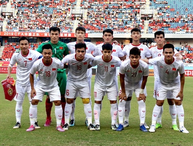  
Đội hình ra sân của U22 Việt Nam trong trận giao hữu với U22 Trung Quốc