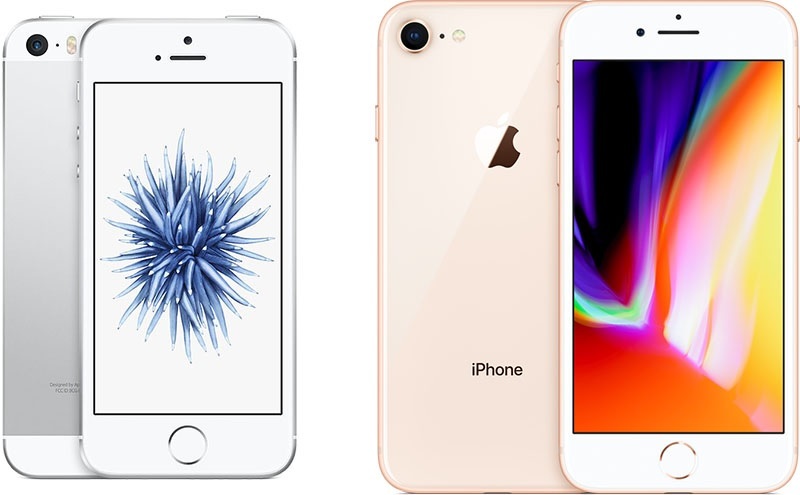  
iPhone SE (trái) sẽ có thiết kế giống như đời số 8 được ra mắt vào năm 2017