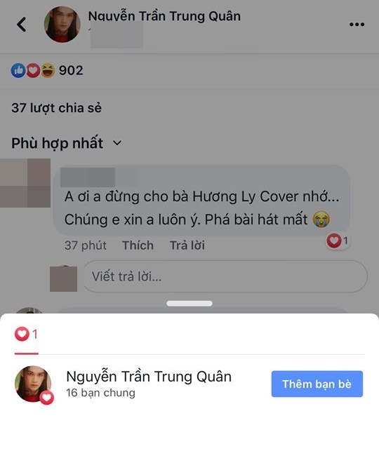 Nguyễn Trần Trung Quân ngầm ẩn ý không để Hương Ly cover hit mới