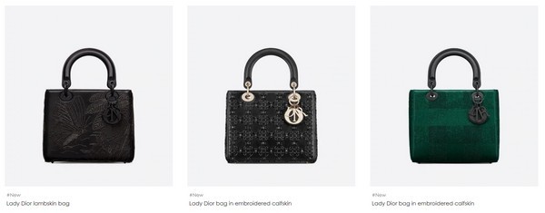  
Những mẫu túi phổ biến, được các cô nàng săn đón trên trang chủ của nhà mốt Dior.