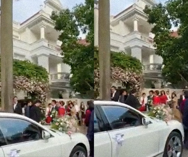  
Cơ ngơi khang trang nhà chú rể "vô tình" được tiết lộ qua clip rước dâu. (Ảnh chụp màn hình)