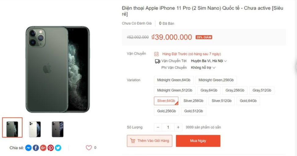  
Một gian hàng bán iPhone 11 Pro max thông báo giảm giá 25% từ giá gốc 52 triệu đồng.