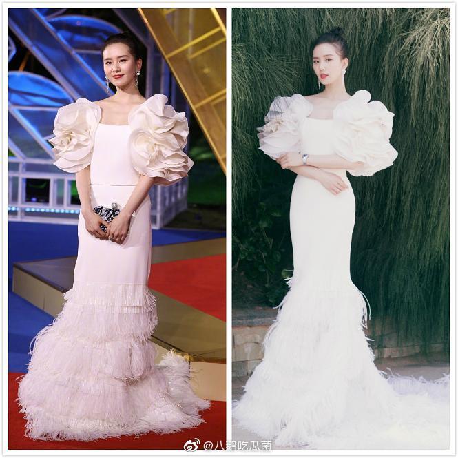  
Riêng Lưu Thi Thi lại khiến netizen thất vọng vì bộ váy không còn tôn dáng trong ảnh chưa qua Photoshop. (Ảnh: Weibo).