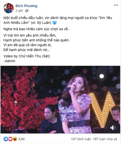 Giữa lùm xùm hát nhép Fanpage Bích Phương đăng màn hát live 