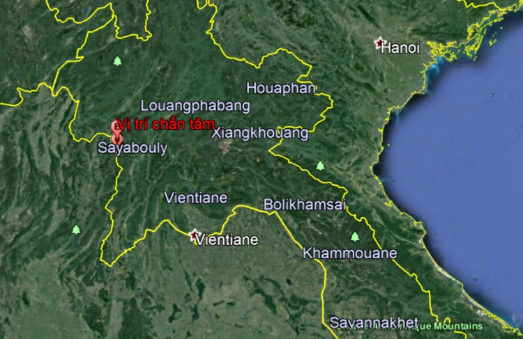  
Cơn rung chấn có thể do trận động đất ở Lào (Ảnh: igp-vast)