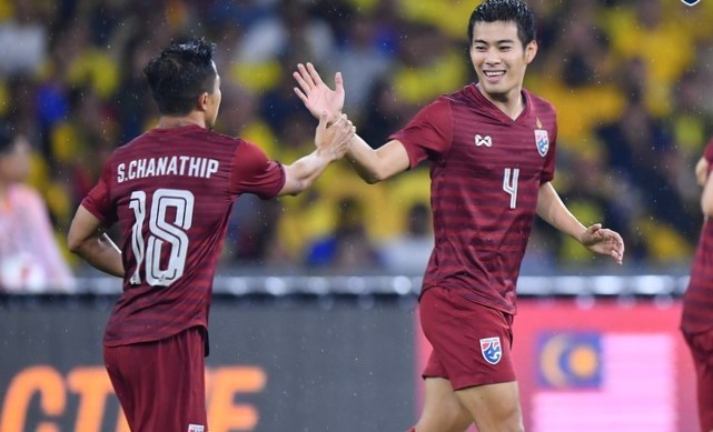  
Thái Lan có bàn thắng từ rất sớm do công của Chanathip Songkrasin.
