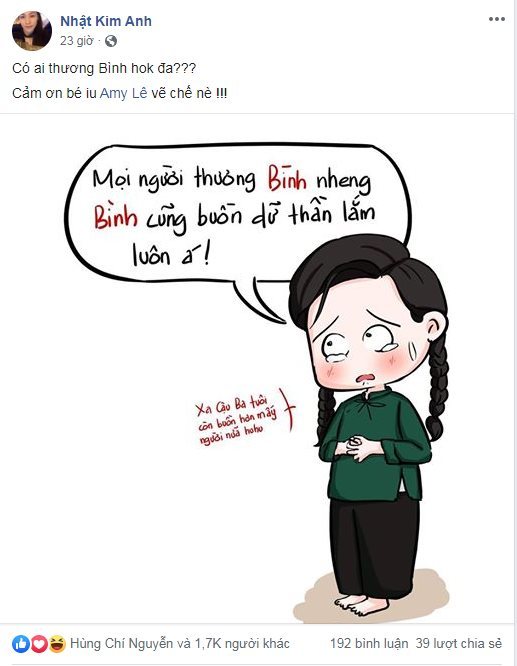  
Nhật Kim Anh chia sẻ bức vẽ của con gái danh hài Hoài Linh để nói hộ lòng Thị Bình