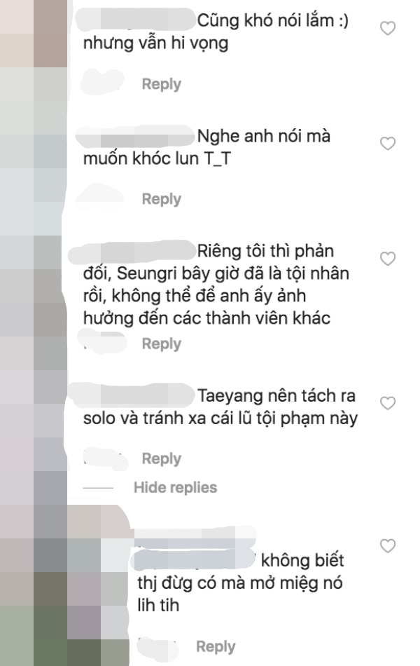  
Một số ý kiến của Netizen Việt. (Ảnh chụp màn hình: IG)