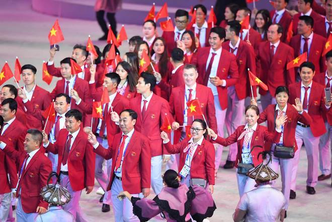  
Hình ảnh đoàn thể thao Việt Nam tại lễ khai mạc SEA Games 30.
