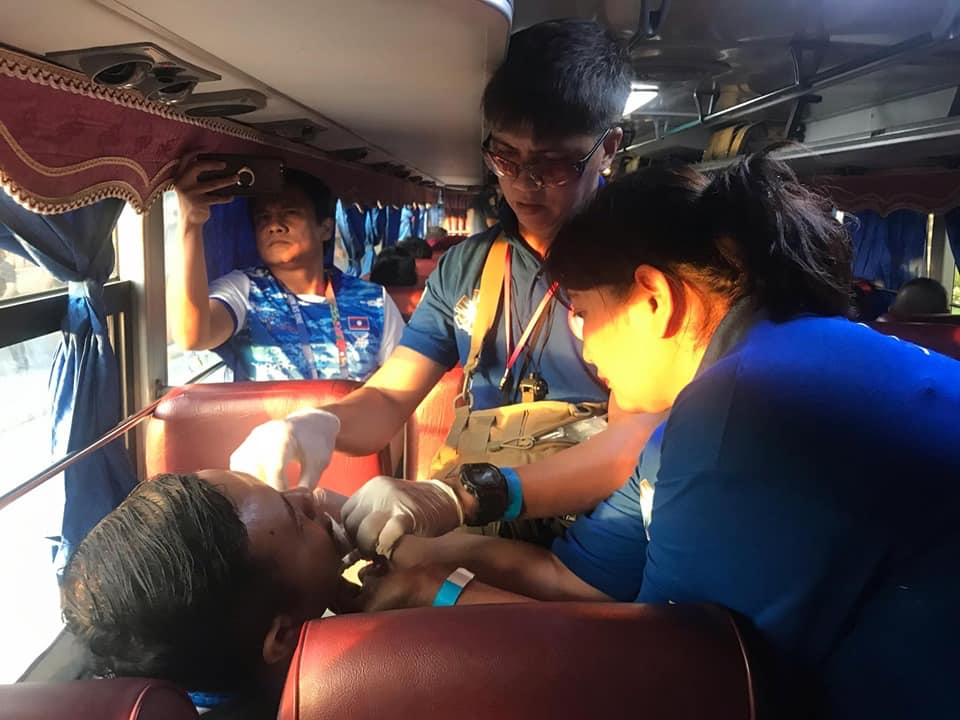  
Đã có chấn thương nhẹ xảy đến với 1 thành viên của đoàn thể thao Lào.