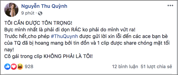 Diễn viên Thu Quỳnh tức giận lên tiếng khi bị đồn lộ clip nhạy cảm