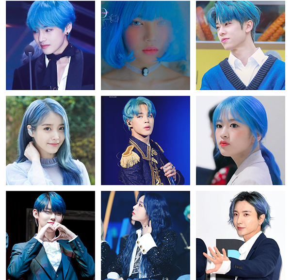  
Nhiều idol "phát cuồng" trước màu tóc xanh này. (Ảnh: Pinterest)