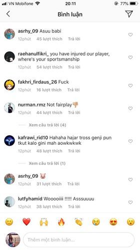  
Nhiều lời bình luận khiếm nhã mà các cổ động viên Indonesia để lại (Ảnh chụp màn hình)