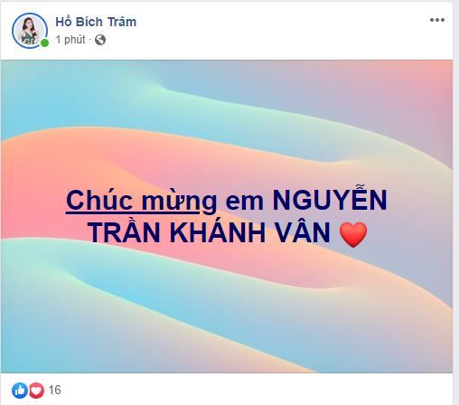 
Nhiều sao Việt khác cũng bất ngờ trước kết quả của Hoa hậu Hoàn vũ Việt Nam và gửi lời chúc mừng đến​ Khánh Vân như: Á hậu Hoàng My, Hồ Bích Trâm,…  - Tin sao Viet - Tin tuc sao Viet - Scandal sao Viet - Tin tuc cua Sao - Tin cua Sao