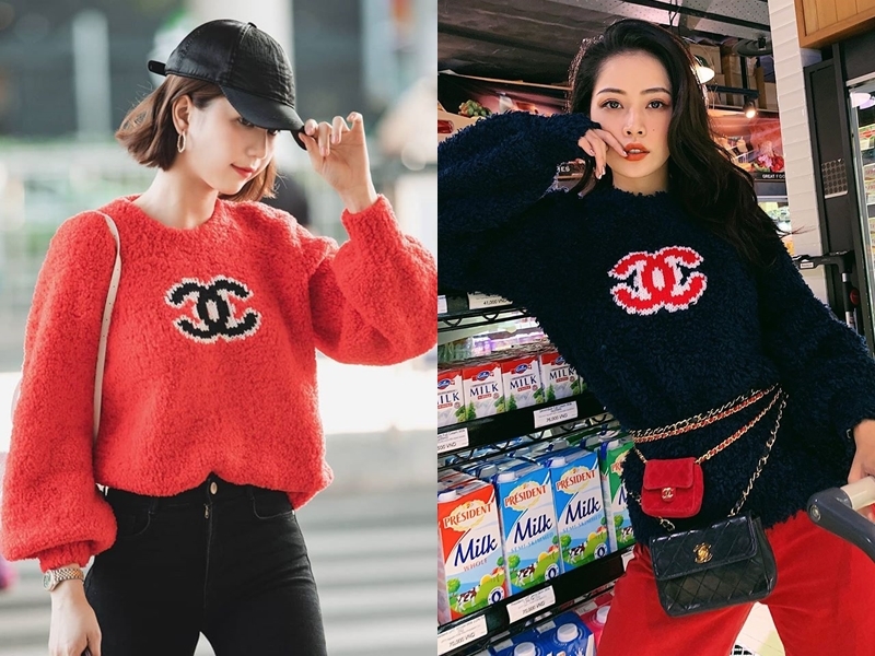 
Chiếc áo len đỏ 54 triệu - item mới trong BST thu đông của nhà mốt Chanel cũng trở thành điểm chung của cặp sao. Ngọc Trinh yêu thích phiên bản đỏ giống Jennie (BLACKPINK), Chi Pu chọn thiết kế xanh đen, phối cùng ha chiếc túi xách của thương hiệu Pháp. 