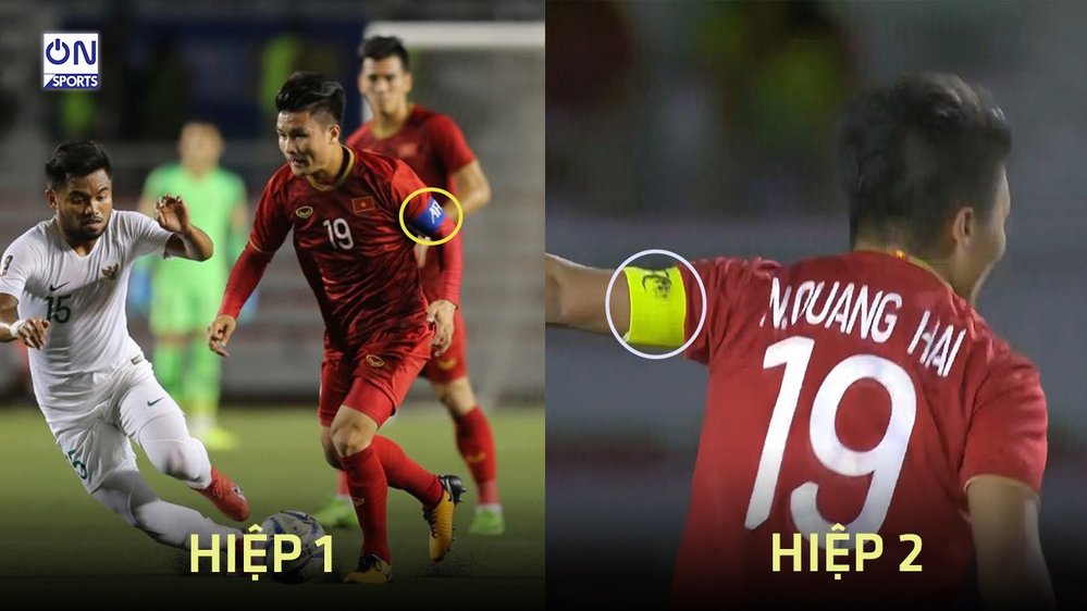  
Sự thay đổi về chiếc băng đội trưởng của cầu thủ Quang Hải (Ảnh: On Sports)