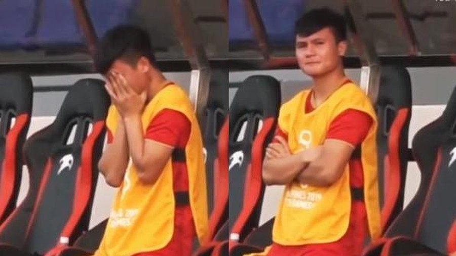  
Chứng kiến đội nhà bị dẫn trước 2 - 0 trước đối thủ Thái Lan, đội trưởng U22 Việt Nam đã bật khóc trên băng ghế dự bị (Ảnh chụp màn hình)