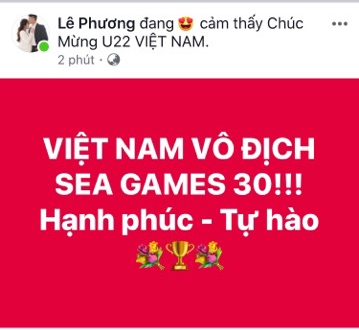  
Nữ diễn viên Lê Phương vô cùng tự hào với chiến thắng của đội tuyển Việt Nam. - Tin sao Viet - Tin tuc sao Viet - Scandal sao Viet - Tin tuc cua Sao - Tin cua Sao