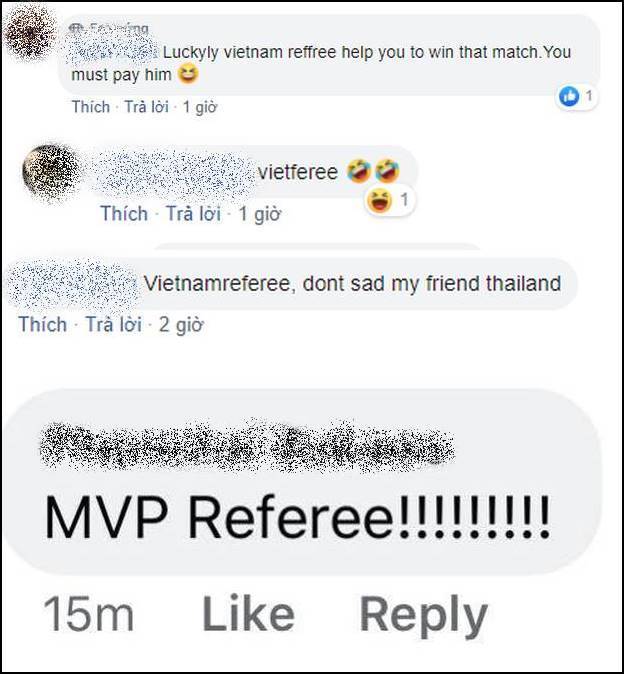  
Một số khán giả Đông Nam Á cho rằng trọng tài khá thiên vị Việt Nam trong trận đấu (Ảnh: chụp màn hình)