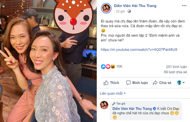  
Đoạn chia sẻ trên trang cá nhân của Thu Trang về Mỹ Tâm