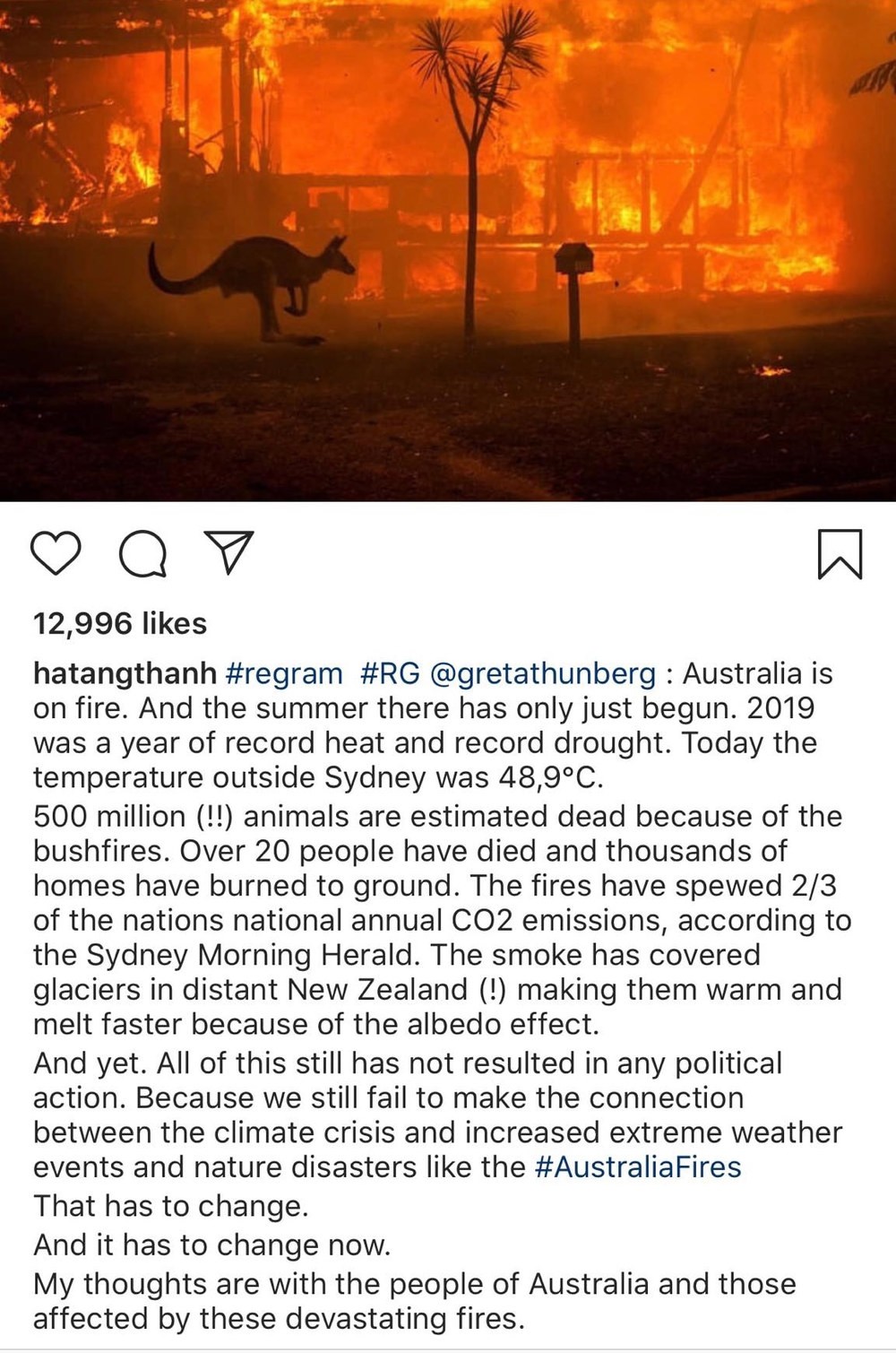 Dàn sao Việt chung tay cầu nguyện trước đại nạn cháy rừng ở Úc