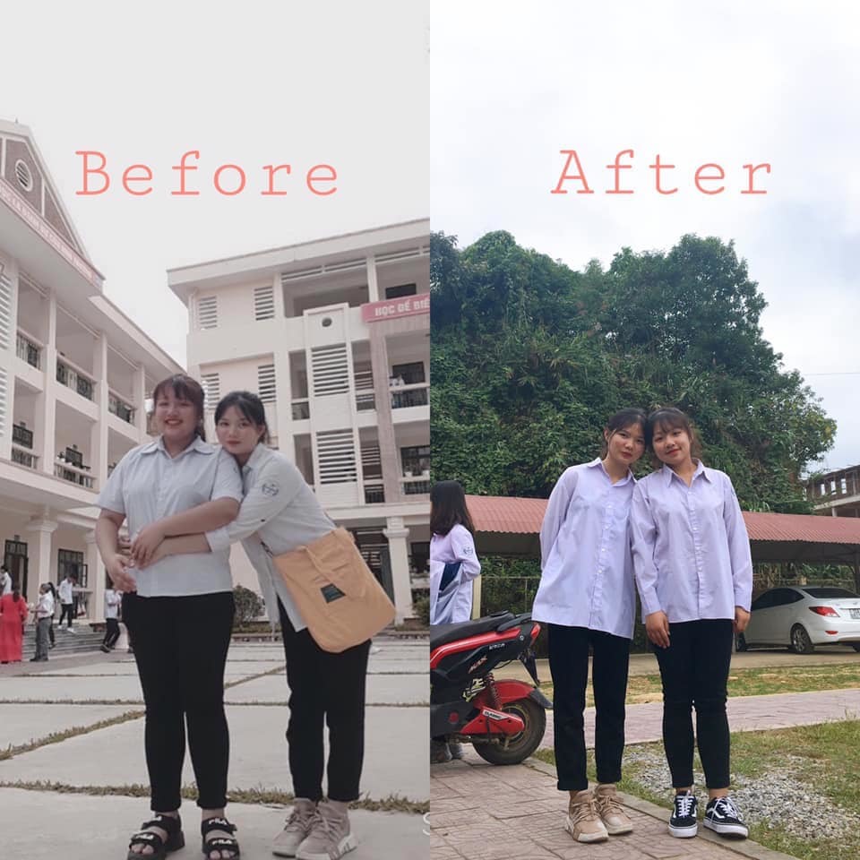  
Khánh Linh trước và sau khi giảm cân.