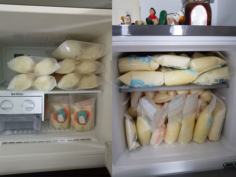  
Tủ lạnh của "mẹ bỉm sữa" thì có gì? Nếu không phải là đồ ăn dặm thì tất nhiên sẽ có sữa mẹ trữ sẵn cho các thiên thần nhỏ rồi. (Ảnh: Linh Nguyen/ An An)